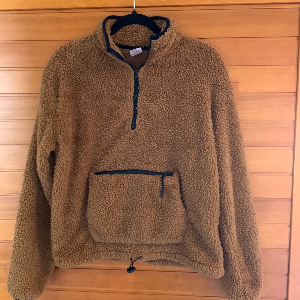 Sherpa half zip pullover jacket